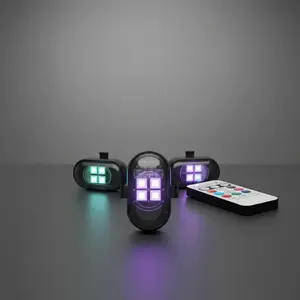 Remote Control Car LED Atmosphere Lights | 4 Super Bright LEDs | Multi-Color Modes | USB Powered for Car Decoration | 200mah Battery | Easy USB Charge | For Interior & Grille | Car Lighting Accessories