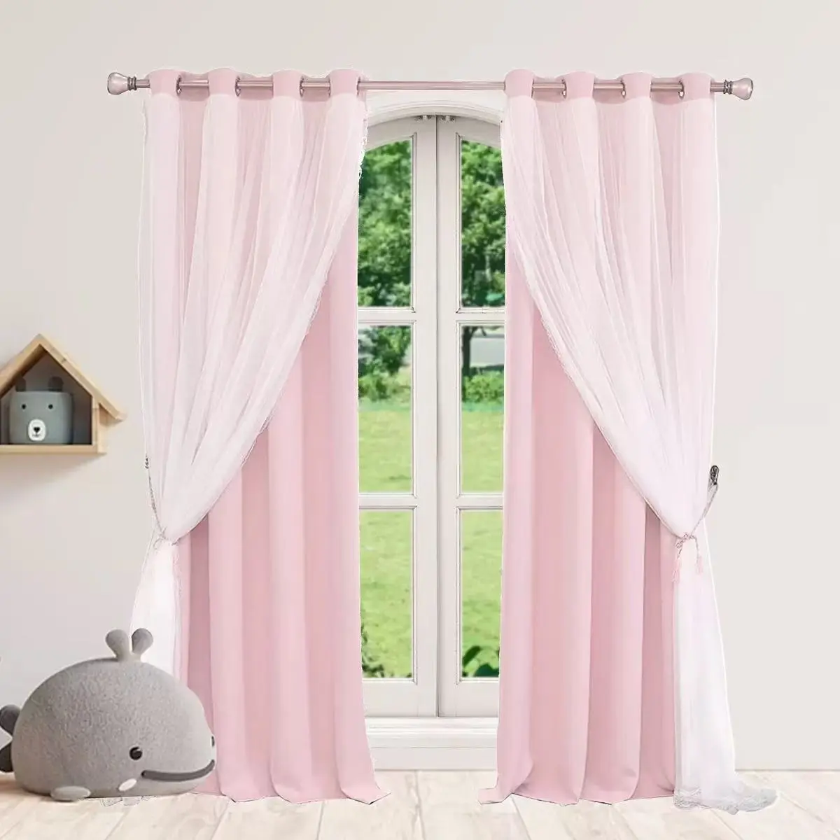 1 Piece Minimalist Blackout Window Polyester Curtain, Easy Installation No-Drill Design, Perfect for Bedroom Living Room Quiet Sleep Space, Home Decoration Curtain, Blackout Window Cover, Blackout Curtains