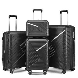 Luggage four-piece set Durable simple luggage lightweight TSA lock black