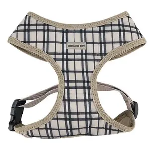 Parisian Pet 'Freedom Harness Khaki Plaid' for Dogs & Cats – Comfortable and Adjustable Dog Harness, Stylish Khaki Plaid Design