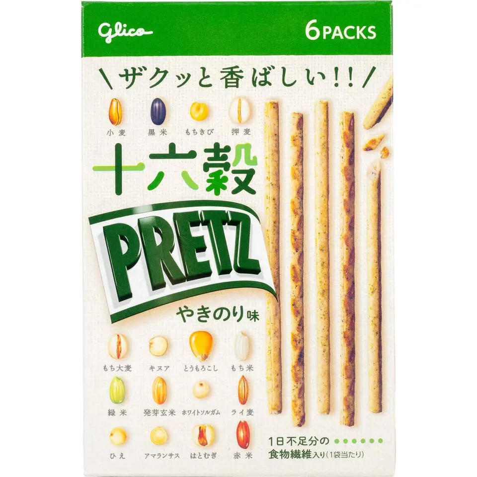 Glico Pocky GR Pretz Biscuit Sticks - 2.1oz Grain Blend Savory Snacks, Crispy Crunch, Seared Seaweed Flavor (16 Variations Included)