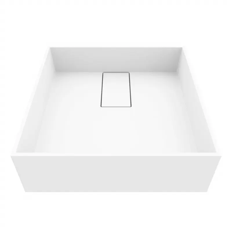 Bryant Square Matte Stone™ Vessel Sink – Matte White Composite, Above-Counter Square Design, Integrated Drain Plate, ADA & cUPC Certified