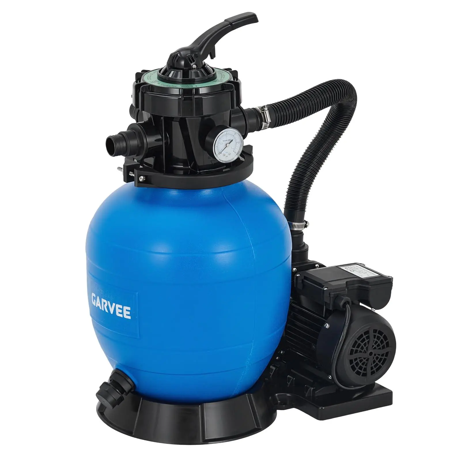 Garvee 12" Sand Filter Pump for Above Ground Pool, 1/2HP 2642GPH Swimming Pool Pump & Sand Filter System with 7-Way Valve & Strainer Basket, Pool Pumps Above Ground, Blue