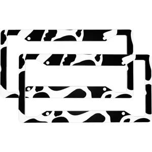 2 Sets Cow Print Premium License Plate Holder - Car Truck SUV Front and Rear Bracket for Enhanced Night Vision 4 Holes ﻿
