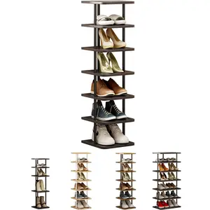 7 Tier / 5 Tier Vertical Shoe Rack Organizer Storage Stand Narrow Shelf for Small Spaces Entryway Corner Closet Door Bedroom Black Photo Smooth