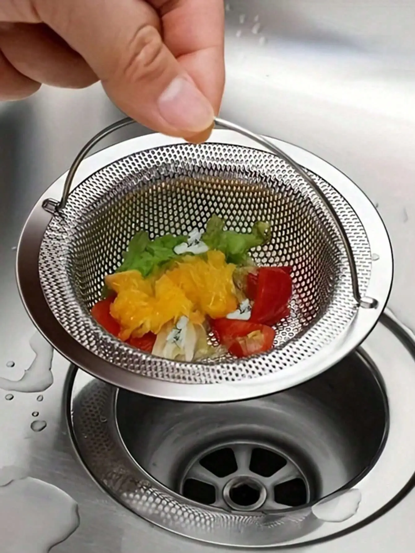 Kitchen Sink Strainer - Stainless Steel Mesh Filter for Fruits Vegetables - Durable & Easy to Clean - Perfect for Daily Use