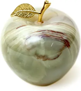 Radicaln Green Onyx Marble Decoration Piece - 3-Inch Handmade Apple Paperweight for Home Decor, Ideal for Office Table Decoration and Study Room Decor