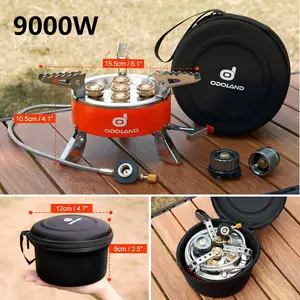 Odoland 9000W/5000W Portable Camping Stove Lightweight Camp Stove Collapsible Backpacking Stove with EVA Box for Outdoor Camping Cooking Hiking and Picnic Emergency