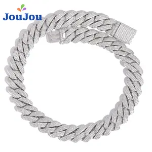 2025 20mm Three Rows Zircon Cuban Link Chain, Thick Diamond Necklace, Fashionable and Ornamental, Perfect for Men