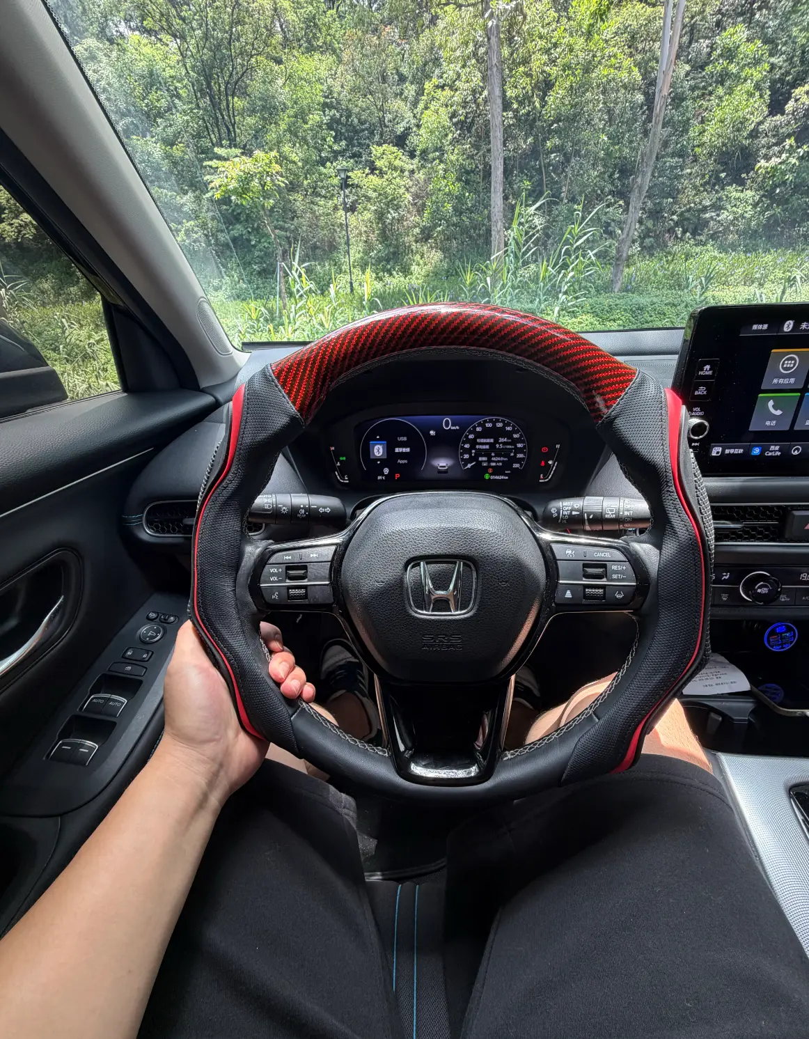 Universal Carbon Fiber-Napa Leather Steering Wheel Cover, 2026 New Modern Contemporary Design, Car Interior Decor Accessory