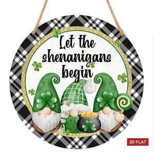 Country Style Round Sign for St Patrick's Day, Perfect for Home Kitchen Bedroom Bathroom Office Living Room Decor, 9.2x9.2 Inches