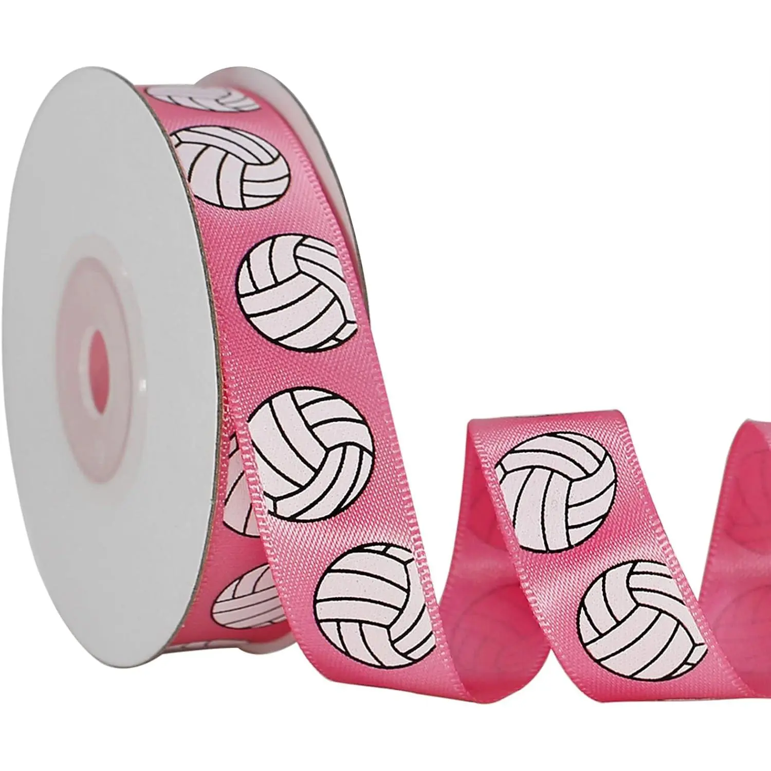 Satin Volleyball Ribbon, 5/8 Inch x 11 Yard, Hot  Volleyball Ribbon Use for Team Hair Bows, Wreath, Scrapbooks, Present Wrapping, Party Decoration, Crafts