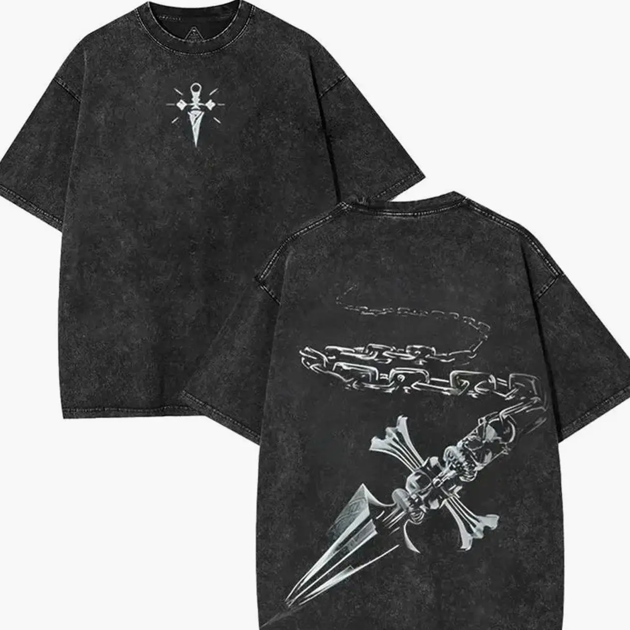 valentine shirts Hunter x hunter HXH Kurapika chain of judgement v3 Anime Manga Game Double Printed Acid Washed Tee T-Shirt Fit graphic tee 53N