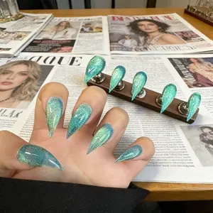 Handmade Blue Cat Eye Dragon Nail Art, Short Claw Design, Single Item Pack, No Flammable Liquid, Model Xinghao Sml