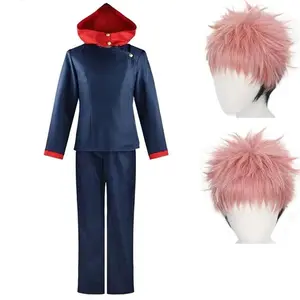 Anime Tokyo Itadori Yuji Cosplay Costume with Hooded Pants For Halloween Outfit School Carnival Uniform