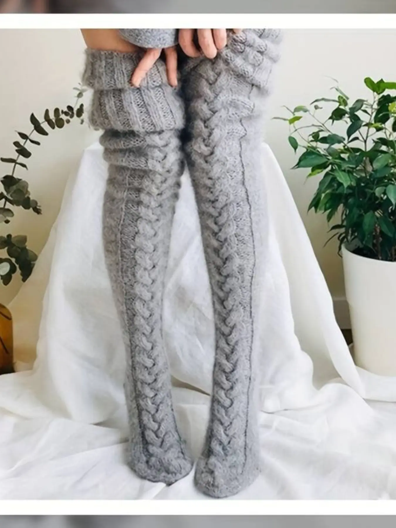 Thick Knitted Warm Elastic Minimalist Casual Solid Leg Warmer Socks, Cozy Socks, over Knee High Stockings, Womenswear for Fall Winter, Hand Wash Only, Christmas Gift Idea, Fashionable Design