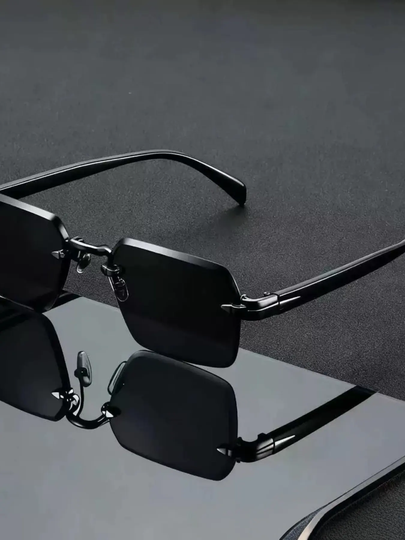 Vintage Rectangular Sunglasses for Men & Women, Fashionable Frameless Design, Luxury Brand Casual Sun Glasses, Trendy Unisex Eyewear, Trendy Beach Eyewear, Casual Shades