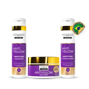 Kerabrasil Antiyellow – Neutralizes Brassy Tones, Enhances Cool Blonde, Deep Hydration for Color-Treated & Natural Hair – Pearlized Finish for Radiant Look (Kit)