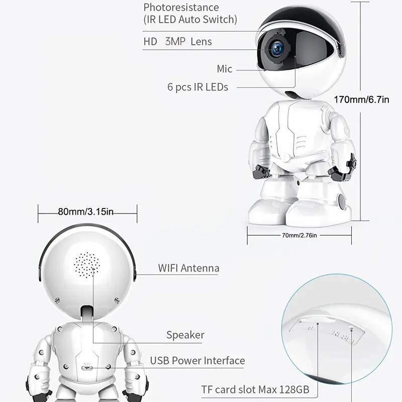 3MP 5G&2.4G WiFi Camera with Motion Detection and Auto Home Security Indoor PTZ 6