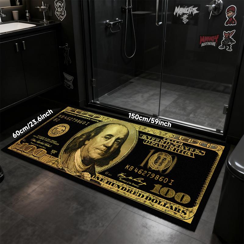 Dollar rug, 1 Count long rug, soft velvet area rug, Bedroom Rugs, Luxury US dollar pattern money rug, gift for boys, home room decor, suitable for bedside，bedroom, hallway, kitchen, bathroom, living room and other scenes, Multiple sizes