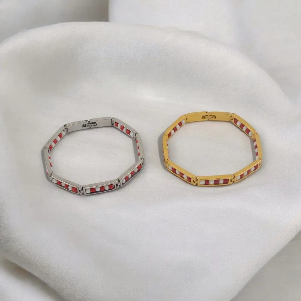 Stainless Steel Chango Beaded Bracelet - 8 in, Beaded Pattern, Elegant Jewelry Bracelet, Trendy Jewelry, Good Fortune, Unisex Daily Wear Costume Fashion Accessory