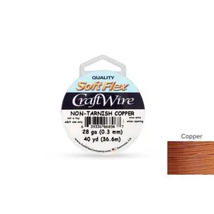 Soft Flex Craft Wire Non-Tarnish Copper 28 Gauge 40 Yards  - 120ft