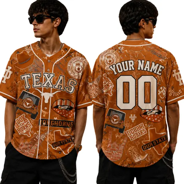 Custom Hook 'Em Horns Croptop Baseball Jersey, Texas Longhorn Spirit Jersey, Western Game Day Croptop Jersey for Women