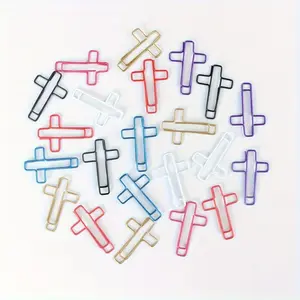 10pcs Colorful cross-shaped paper clips, easy to carry, suitable for Bible study journal bookmarks, church school gifts, office paper storage, cross shaped paper clips, office supplies, Fastener Clip