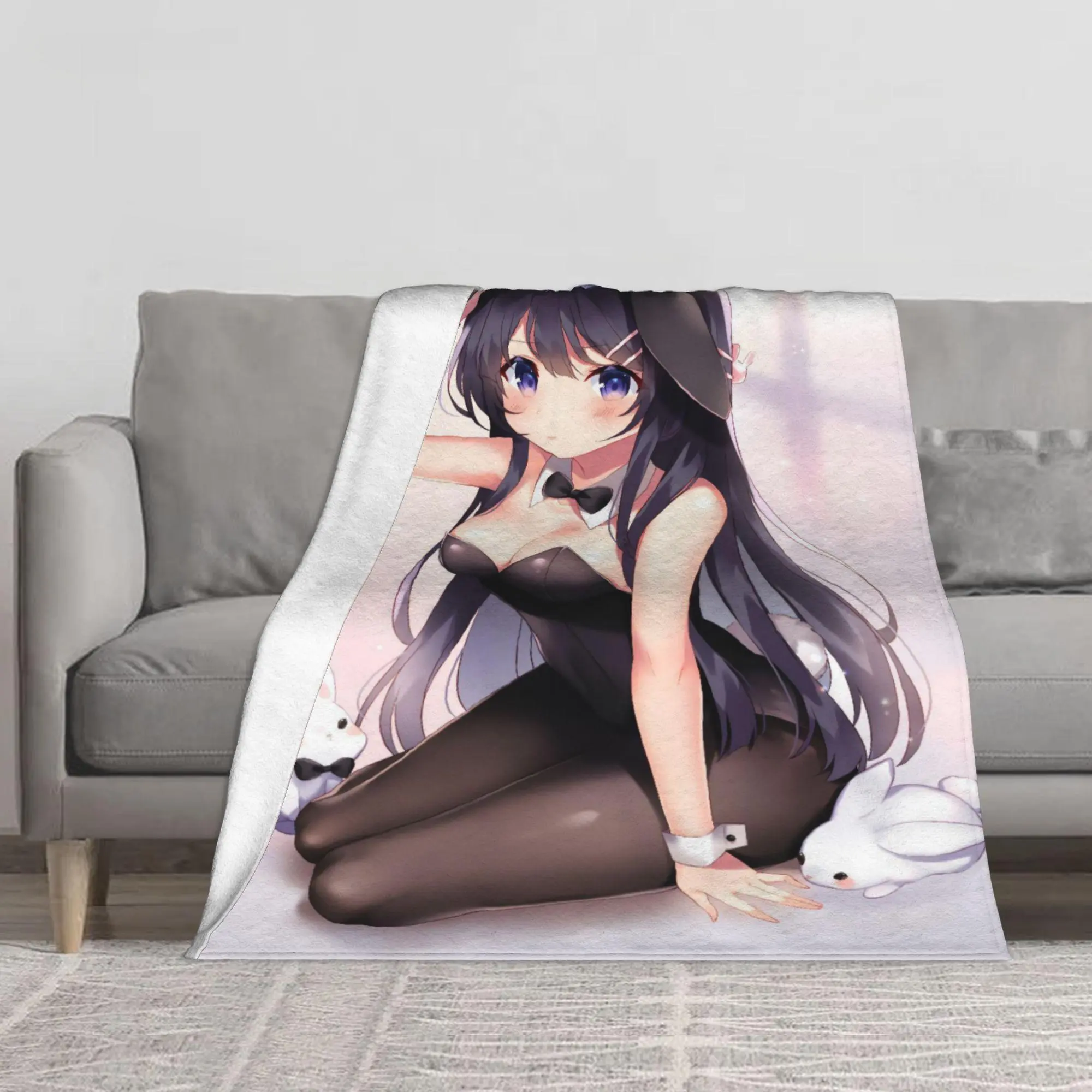 Anime Mai Sakurajima Blanket, Lightweight Soft fluffy Flannel Throw Blanket, For Couch Bed Sofa Bedroom Living Room Travel Office All Season Use