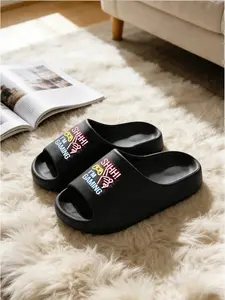"i'm Gaming" Neon Print Cloud Sandals, Fun Gaming Style, Medium Width, Eva Material, Casual All-Season Footwear, Home Comfort Slippers