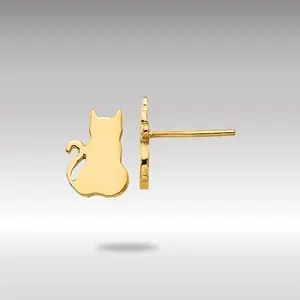 14K Gold Cat Earrings - Model TF536