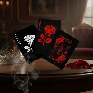 Waterproof Playing Cards PVC Deck with Unique Pattern Flower Backing Poker Cards for Party Game and Magic