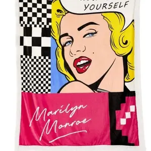 Marilyn Monroe Gift Set- 60 x 50 Thick  Comfy Super soft fleece Sherpa Throw blanket with Marilyn Monroe stickers and air fresher. This is vac pack sealed in a gift box. Made by bedsure