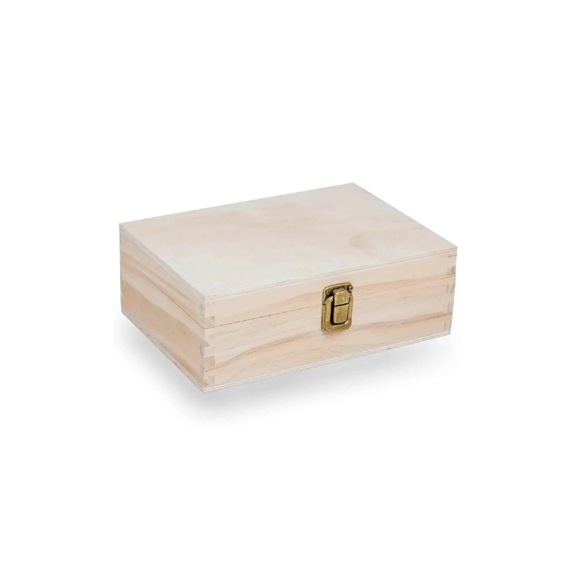 makerflo Medium Pine Wood Memory Box with Black Felt Inside, Hinged with Clasp, Keepsake Wooden Box Ideal for Craft and Personalization (Laser Engraving, Epoxy, UV DTF, and Vinyl)