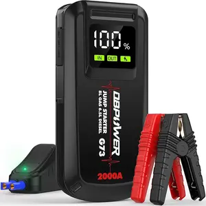 DBPOWER Jump Starter 2000A Peak Portable Car Jump Starter for Up to 8.0L Gas and 6.5L Diesel Engines, 12V Lithium Battery Booster Pack with 2.5" LCD Display, Smart Jumper Cables and LED Light cheap Wireless mini gps touch car audio car diffuser