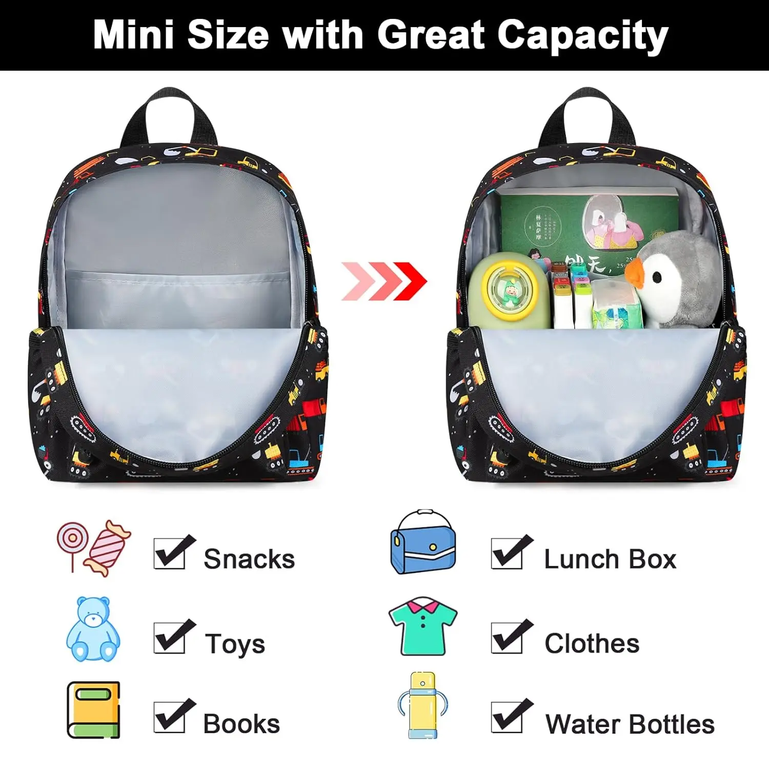 Toddler Backpack with Leash 1-3 Years Old Boys Girls Cute Mini Excavator Anti Lost Wrist Link Travel Small Kids Backpack Harness Black Toddler Backpack with Leash 1-3 Years Old Boys Girls Cute Mini Excavator Anti Lost Wrist Link Travel Small Kids Backpack Harness Black