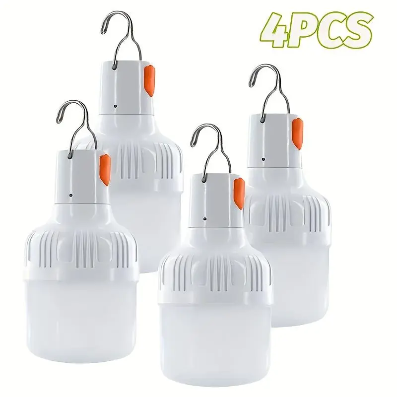 60mm USB Rechargeable Dimmable LED Bulb - Super Bright Waterproof LED Outdoor Light, Portable Hanging Tent Lamp for Camping Emergency Use (Rechargeable Light Bulbs Included)
