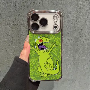 Vintage Green Cute Cartoon Dinosaur Phone Case for iPhone 17 AIR 17 PRO 16 PRO 15  PRO MAX  14 PLUS 13 PRO 12 11 series (silicone softshell) airbag anti-drop and shockproofmobile phone protective case
