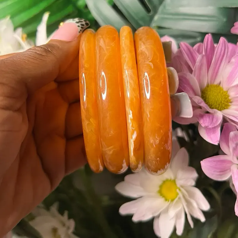 Faded Orange Bangle Set - Simple Design Featuring Orange Color Accents