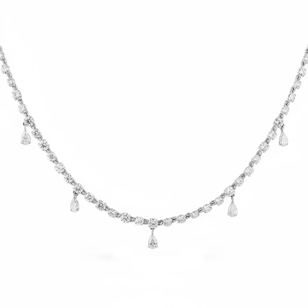 8.25ct 14K White Gold  Diamond Necklace 18"