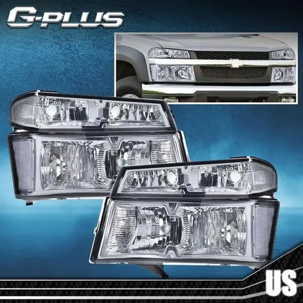 G-PLUS Automotive Vehicle Headlights Assembly with Bumper Lights, Car Exterior Upgrade for 2004-2012 GMC Canyon/Chevy Colorado, LH+RH New Set