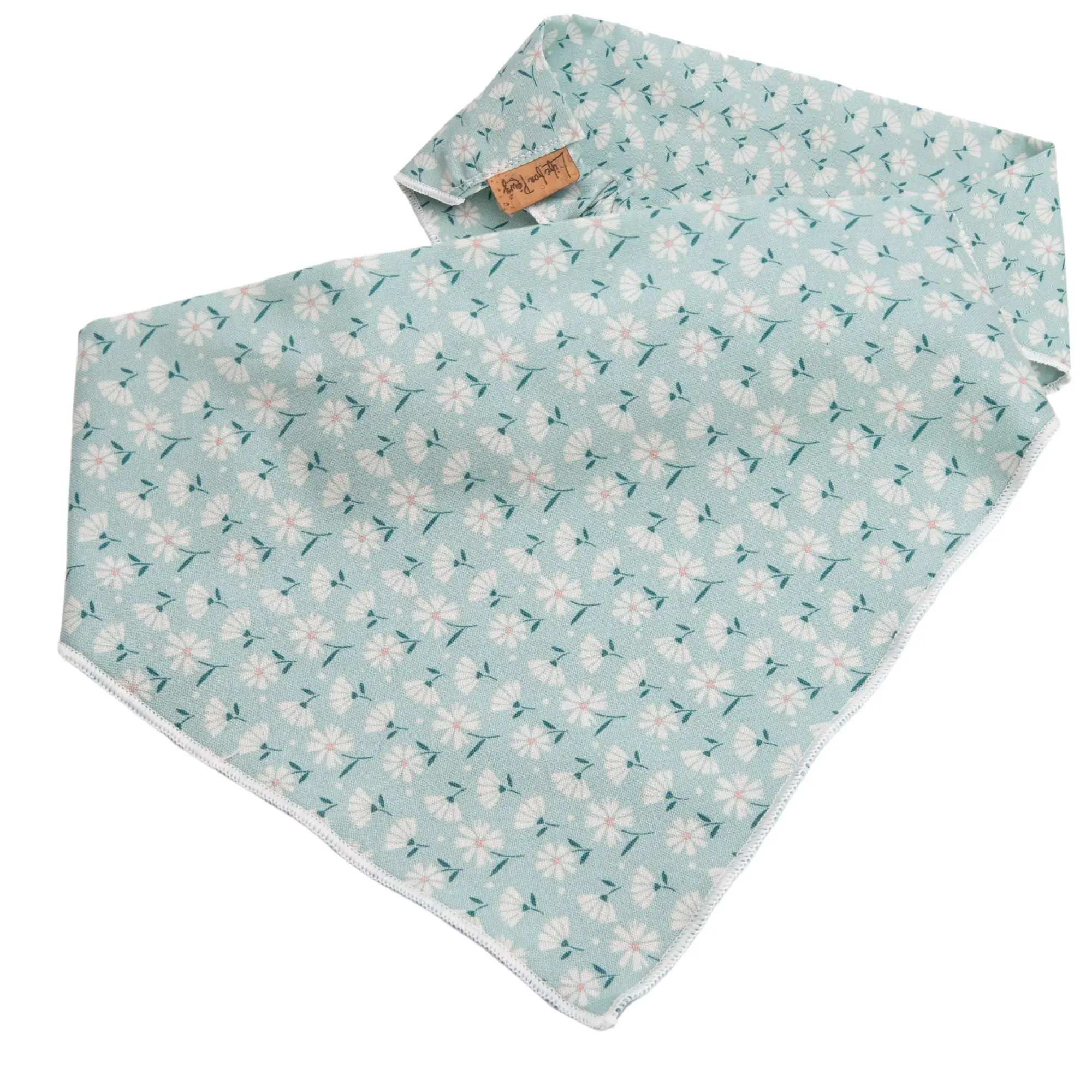 Scrunchie Dog Bandana – Blue Daisy Embroidered