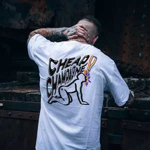 CHEAP CHAMPAGNE Doggle Style White Print T-Shirt