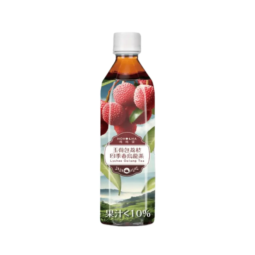 Hohocha Cold Lychee Oolong Tea Beverage - Clean, Fruity, Caffeinated, Floral, 490 ml Drink for Hot Days