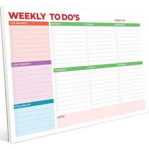 Weekly Planner Notepad, Weekly  Notepad,  Off Undated Weekly Planner Pad, 11.5" x 8",  Thick Paper with Cardboard  Support, Desk Planner for Office & ,  Color Design.