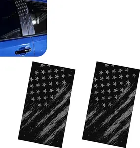 B Pillar Sticker, American Flag Truck Decal, BPillar Protection Film, Universal for Car Door Window Pillar, PCS (Black)