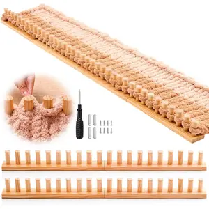 67''  Chunky Knitting Loom Knitting for Blanket Making 2 in 1 Making Loom for DIY Throw Blankets Adjustable Size Chunky Knit Foldable Weaving Kit for Beginner Yarn Craft