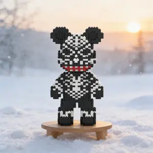 Large Tooth Bear 3D Puzzle Stem Building Blocks Decoration, Home Office Bookshelf Decor, Party Living Room TV Stand Display