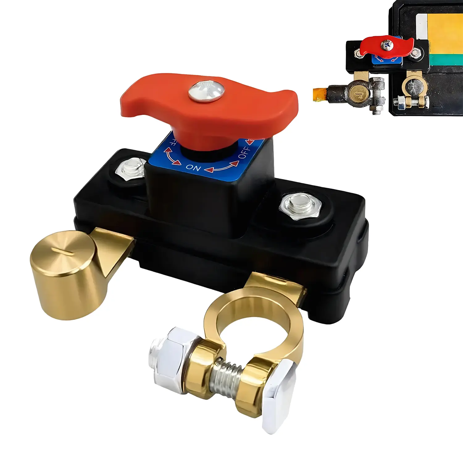 Battery Main Negative Disconnect Switch, 12V-24V Quick Cut Off Power Isolator Switch, Efficient Battery Management Cutoff Switch, Universal Automotive Vehicle Replacement Accessory