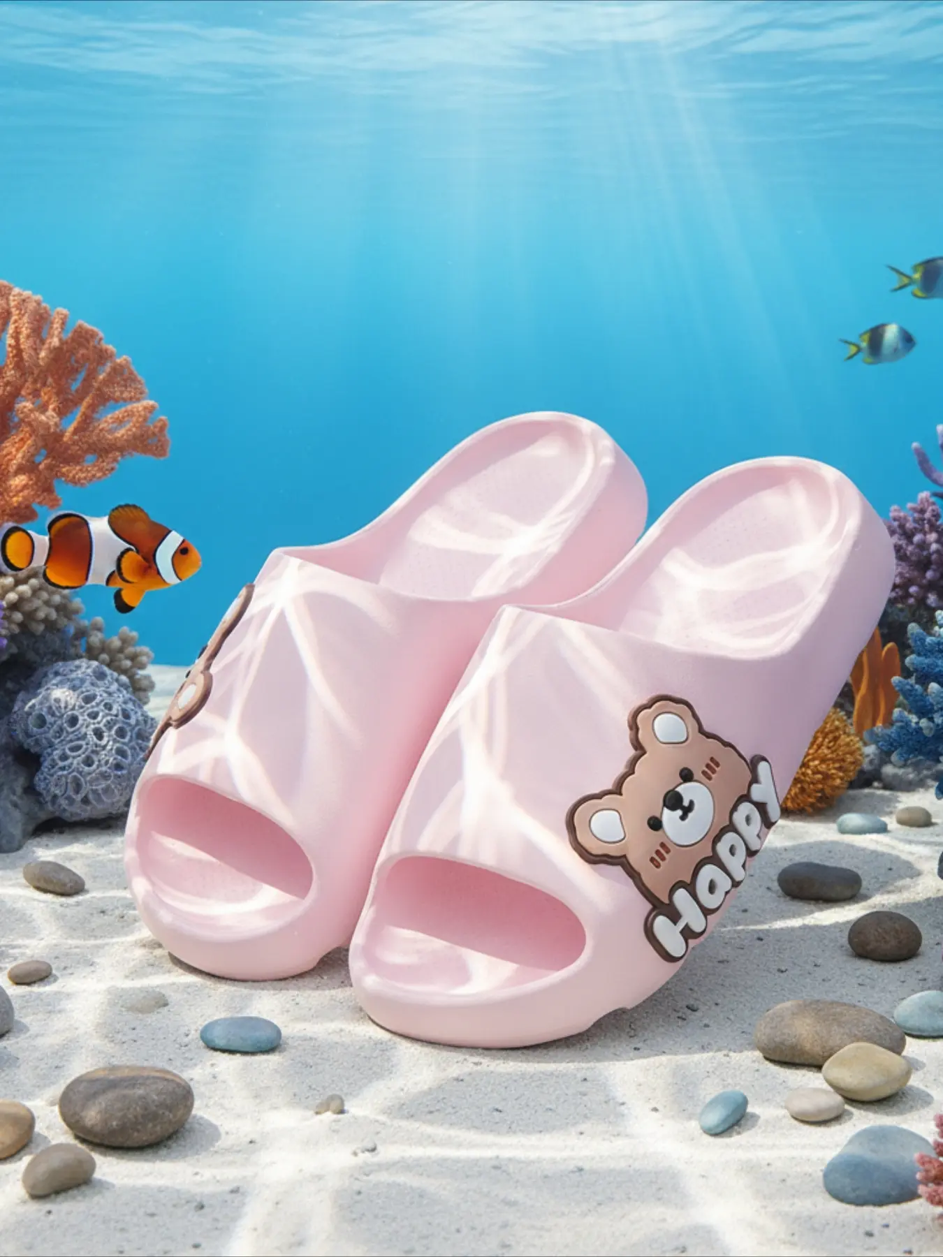 Classic Minimalist Casual Cartoon Cute Bear Summer Bath Slippers for Kids Comfortable Cool Slippers for Home Toddler House Slippers